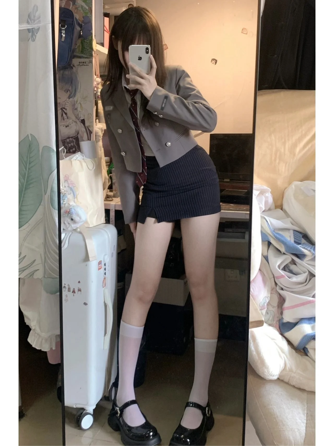 Koreanische Sle College orm T-Stück Set Jk orm Outfit Rock Frühling Herbst Faion frauen Set Polyester Material