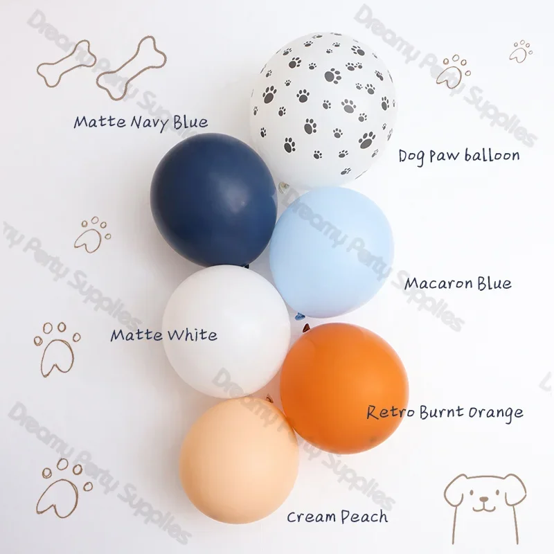 Guirlande de ballons en Latex imprimé patte de chien, 5/10/12/18 pouces, arc bleu marine, Orange, blanc, fournitures de décoration pour fête prénatale, anniversaire, baptême