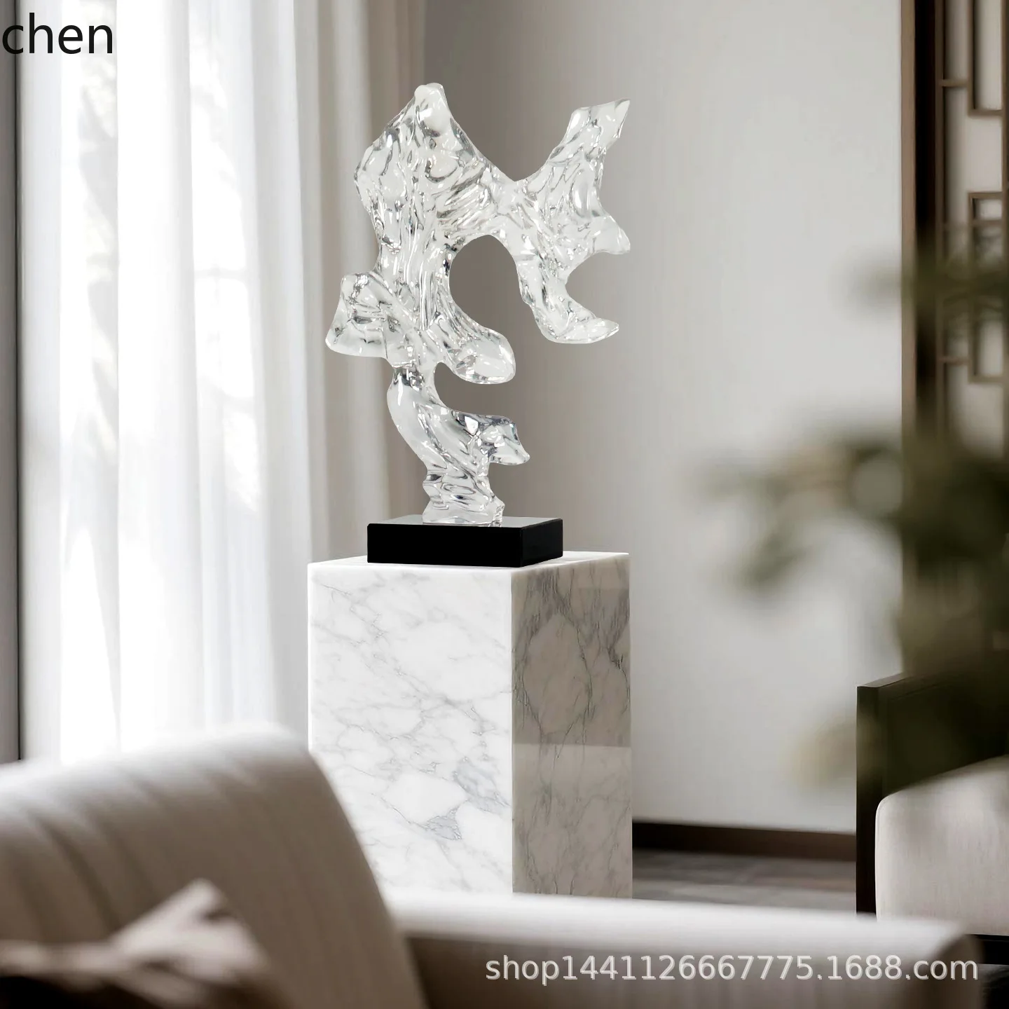PYH Modern Minimalist Creative Transparent Resin Sculpture Model House Sales Office Hall Sculpture Craft Decoration
