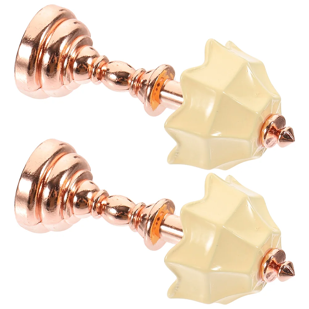 2 Pcs Dollhouse Bedside Lamp Furniture Toys Mini Retro Decor Desk Light Table for Dolls Floor