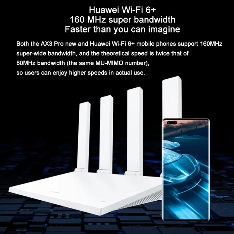 Huawei-AX3 Pro roteador wifi, amplificador de sinal, repetidor de rede dual-band, alto ganho, 4 antenas para casa e escritório, 6 +, 3000 Mbps, novo