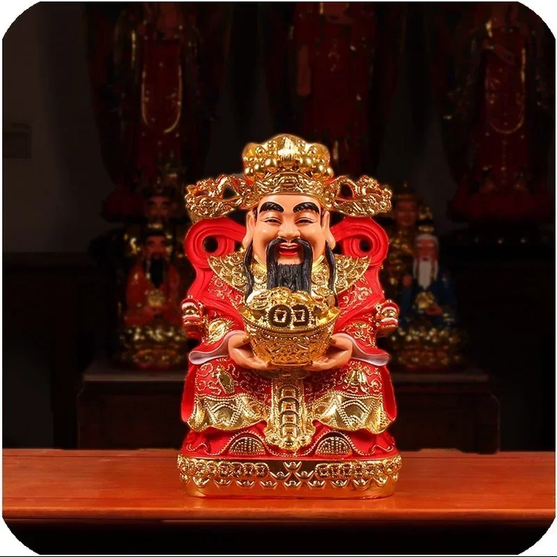 God of Wealth Buddha Statue Resin Jack Purcell Ingot Red Clothes Ingot Home Worship Statue of God of Wealth Ornaments