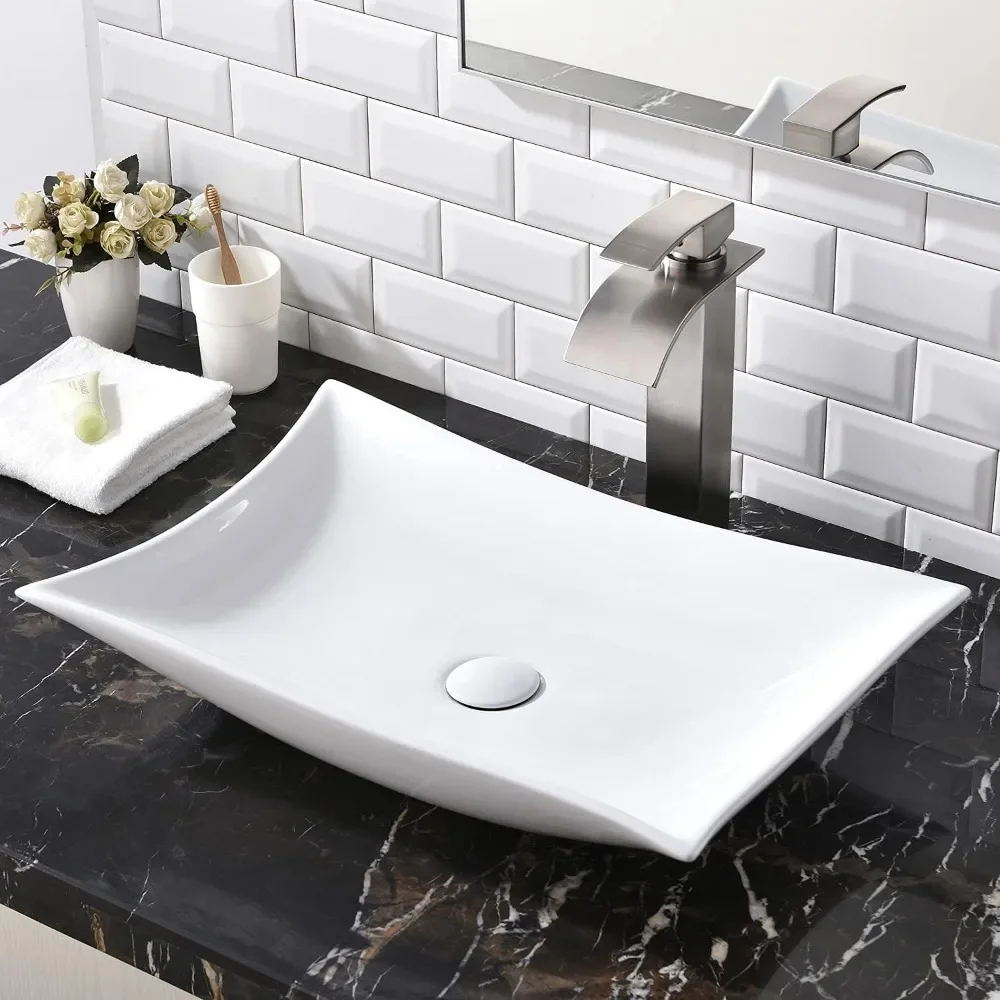 

Large Bathroom Sink Countertop Bowl Modern Style Ceramic Countertop Bathroom Container Sink Washroom Dresser Furniture Fixture