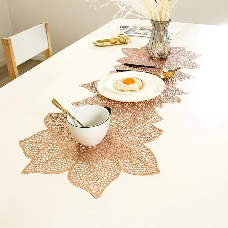 

PVC Table Flag Runner Long Solid Color Bronzing Linen Creative Home Irregular Flower Nordic Light Luxury Wedding Decorations