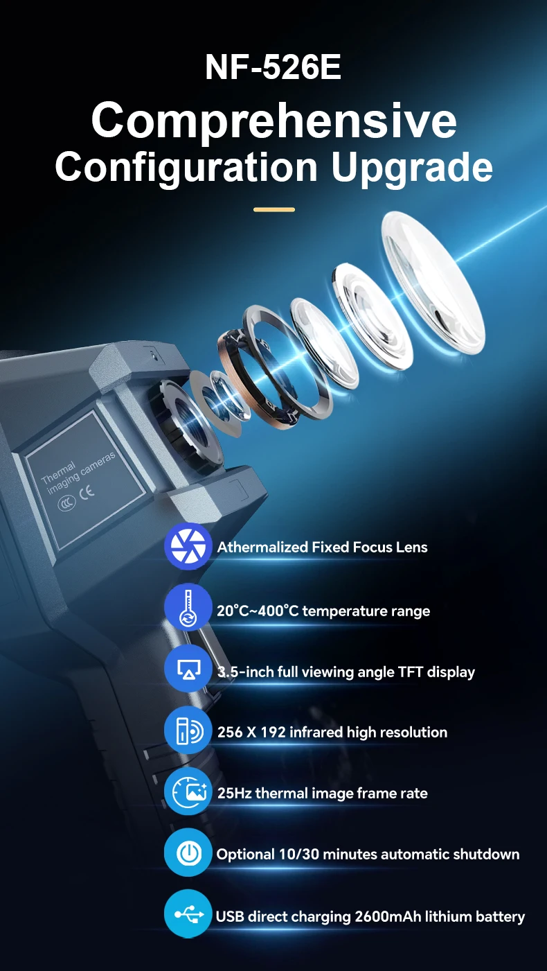 NOYAFA NF 526E Handgehaltene Wärmebildkamera für die Reparatur von Fußbodenheizungen und industrielle Inspektionen 256 x 192 Infrarot-Wärmebild – Detail 3