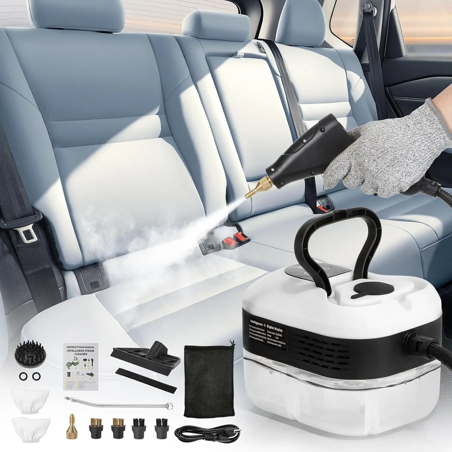 

Steam Cleaner for Car Detailing 1.2L (41oz) Water Container Handheld Steamer for Cleaning Portable Steam Gun High Pressure