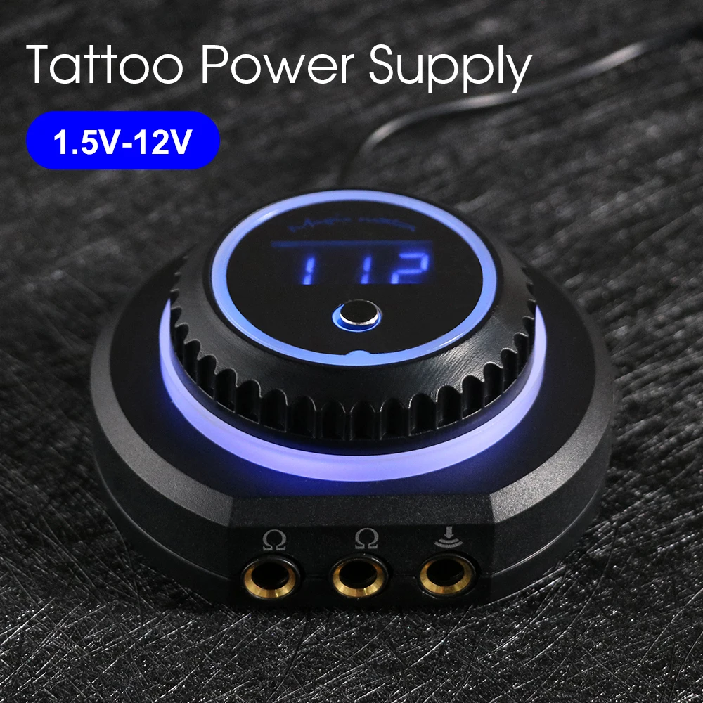 

Tattoo Power Supply LED Round Display Screen Anti-Slip Base Dual Output Rotatable Knob For Permanent Make Up Tattoo Machines Pen