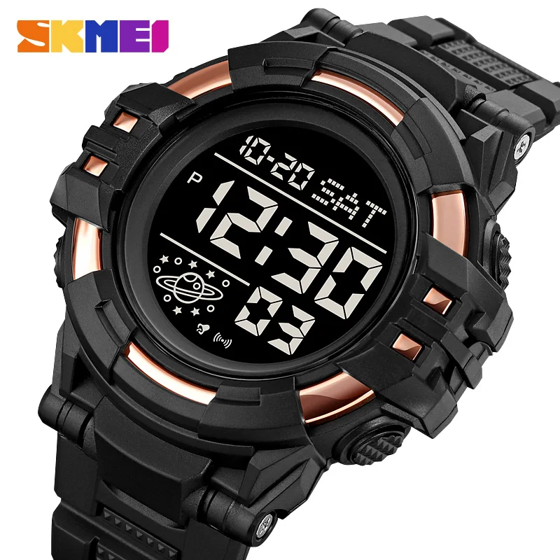 SKMEI Men's Back Light Electronic Sports Watches For Men Mens Fashion Countdown Date Alarm Clock 5Bar Waterproof Wristwatch