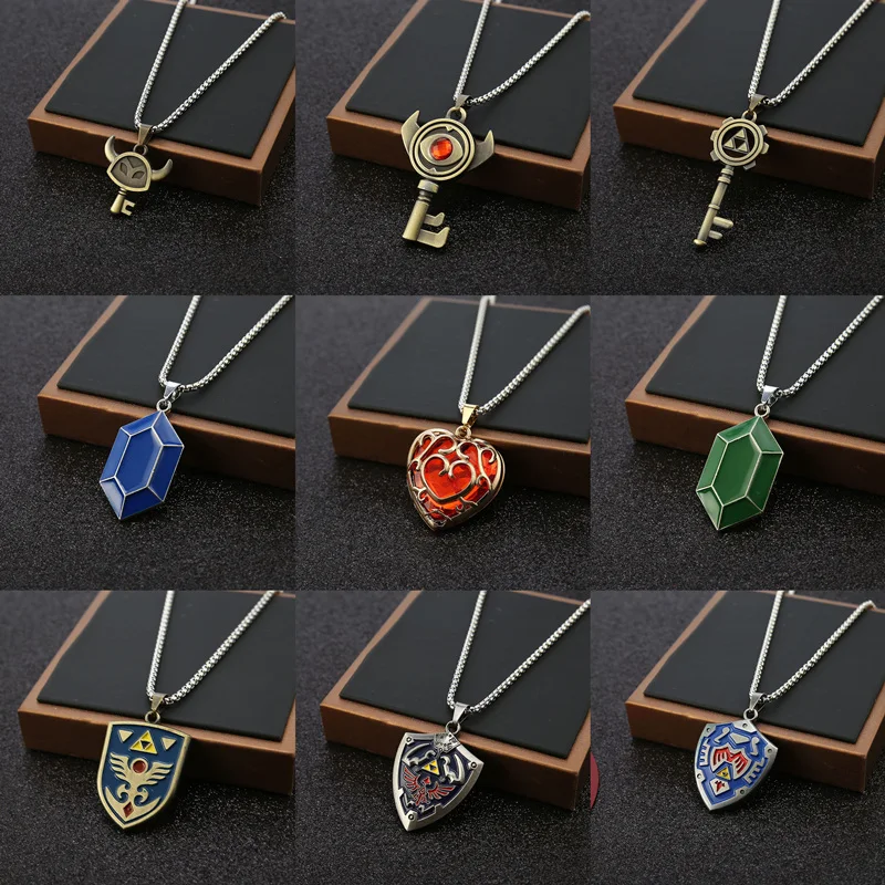 

Tears of the Kingdom Series Necklaces Sky Sword Hylian Shield Link Triforce Cosplay Pendant Keychains Intimates For Women Men