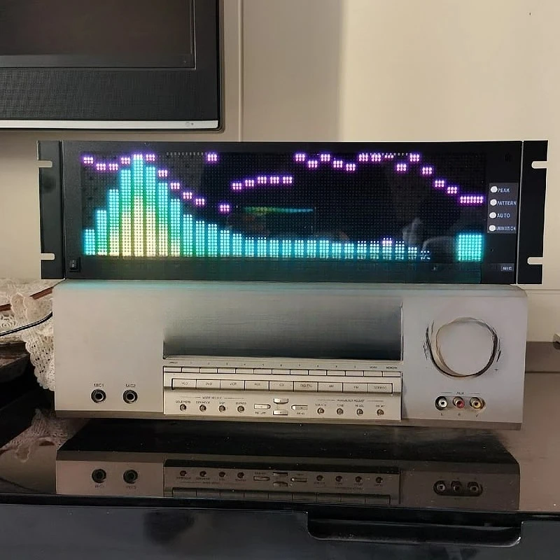 2U 3U Rack RGB Music Spectrum Light - Remote & Voice & Line Control, Full Color LED 128X32 with Animation Clock