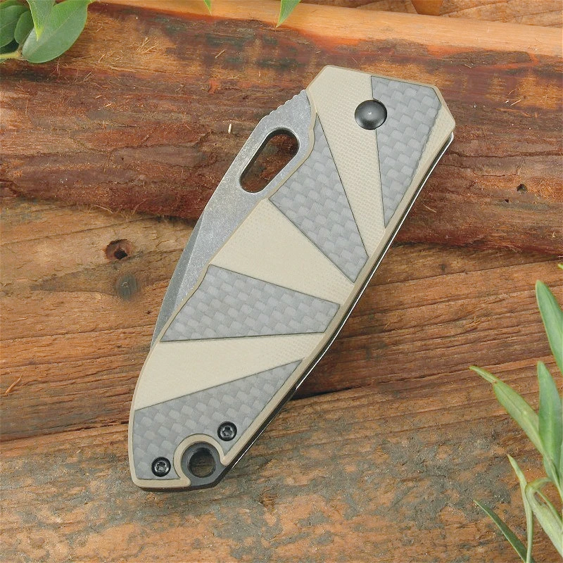 Coltello pieghevole tascabile da campeggio esterno 8Cr13Mov Lama in acciaio G10 + Manico in fibra di carbonio Coltelli da sopravvivenza Strumenti militari tattici EDC