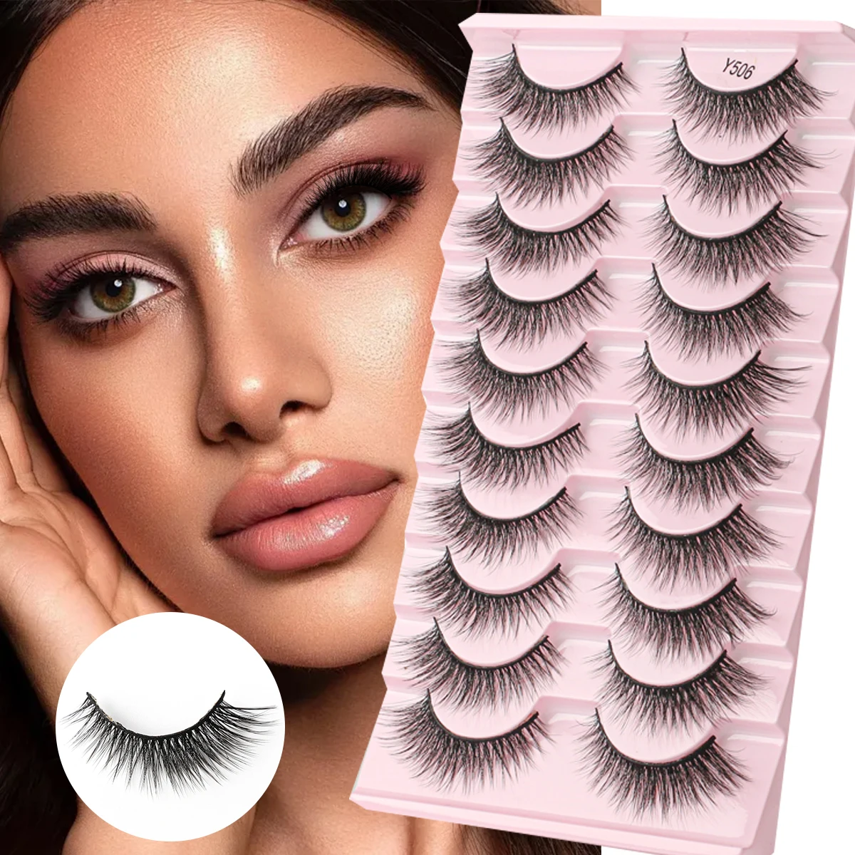 YSDO 3/10 Pairs Russian Curly Volume Lash Natural Long False Eyelashes Fluffy Soft 3D Mink Lashes Eyelash Extension Makeup Tool