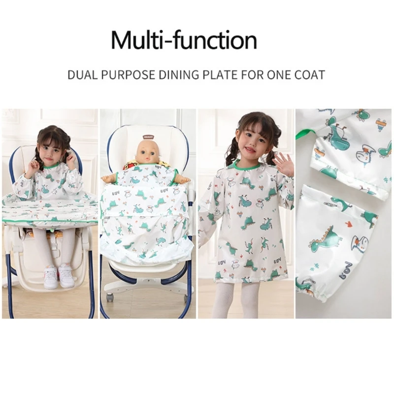 Baby Feeding Bibs Drooling Apron Coverall Long Sleeve Weaning Bibs Waterproof Baby Bibs Fully Cover to Baby Highchair