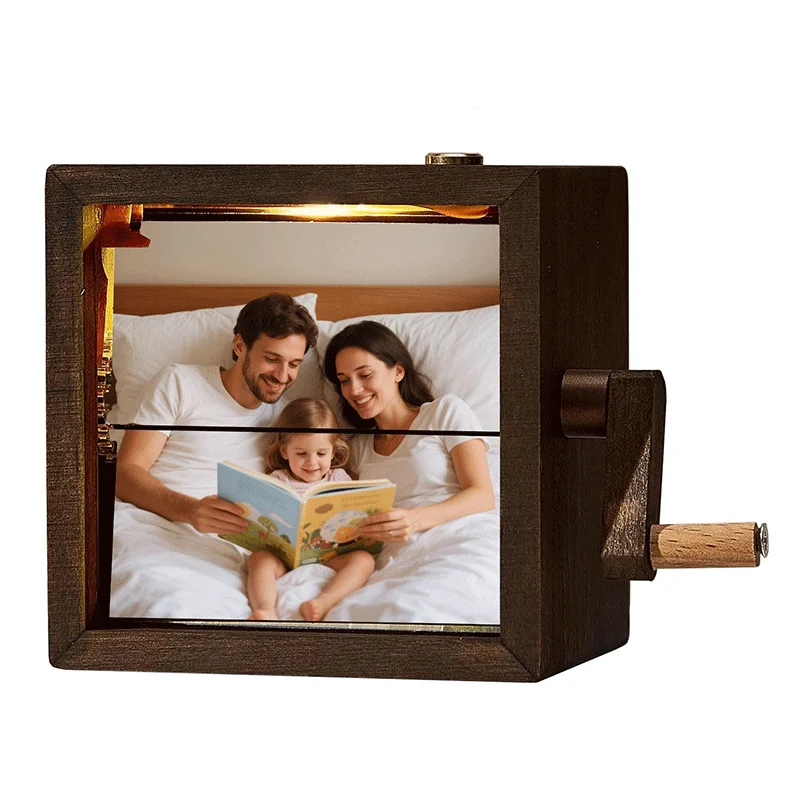 

Фотоальбом с рукояткой, изготовленная на заказ механическая рамка для книги с картинками, персонализированный мини-фотоальбом, деревянная раскладная книга для пар женщин