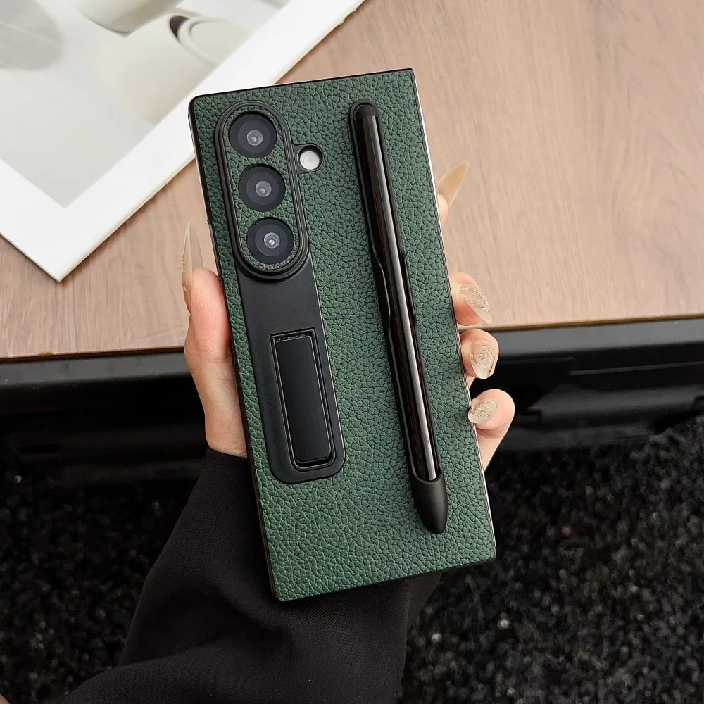 

Чехол для Samsung Galaxy Z Fold 7, роскошный кожаный чехол с подставкой для ручки, защитная задняя крышка для Samsung Z Fold7 6 5 Shell