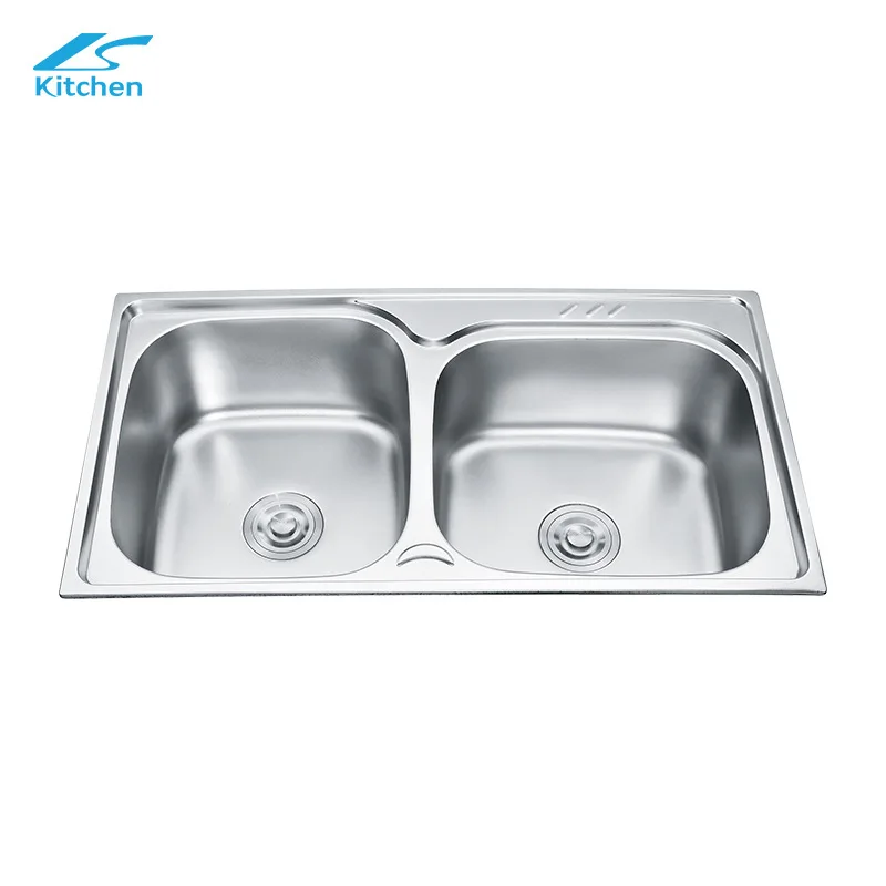 Stainless steel sink, washbasin kitchen stainless steel sink large double sink brushed vegetable basin kitchen sink view 2
