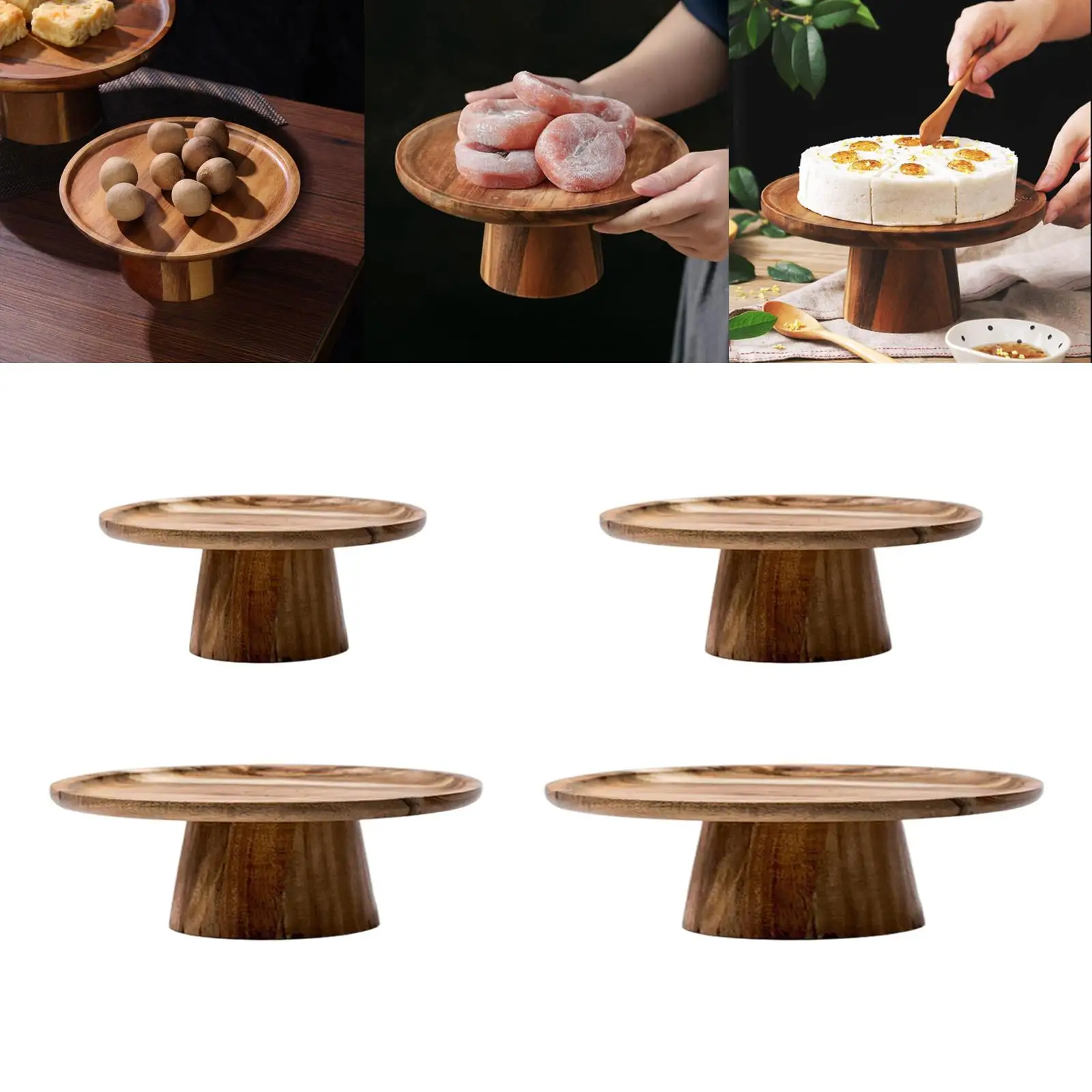 Solid Wooden Tray High-Footed Cake Plate Household  Pedestal Stand ,Dessert,Fruit Snack Display for Sushi  dessert