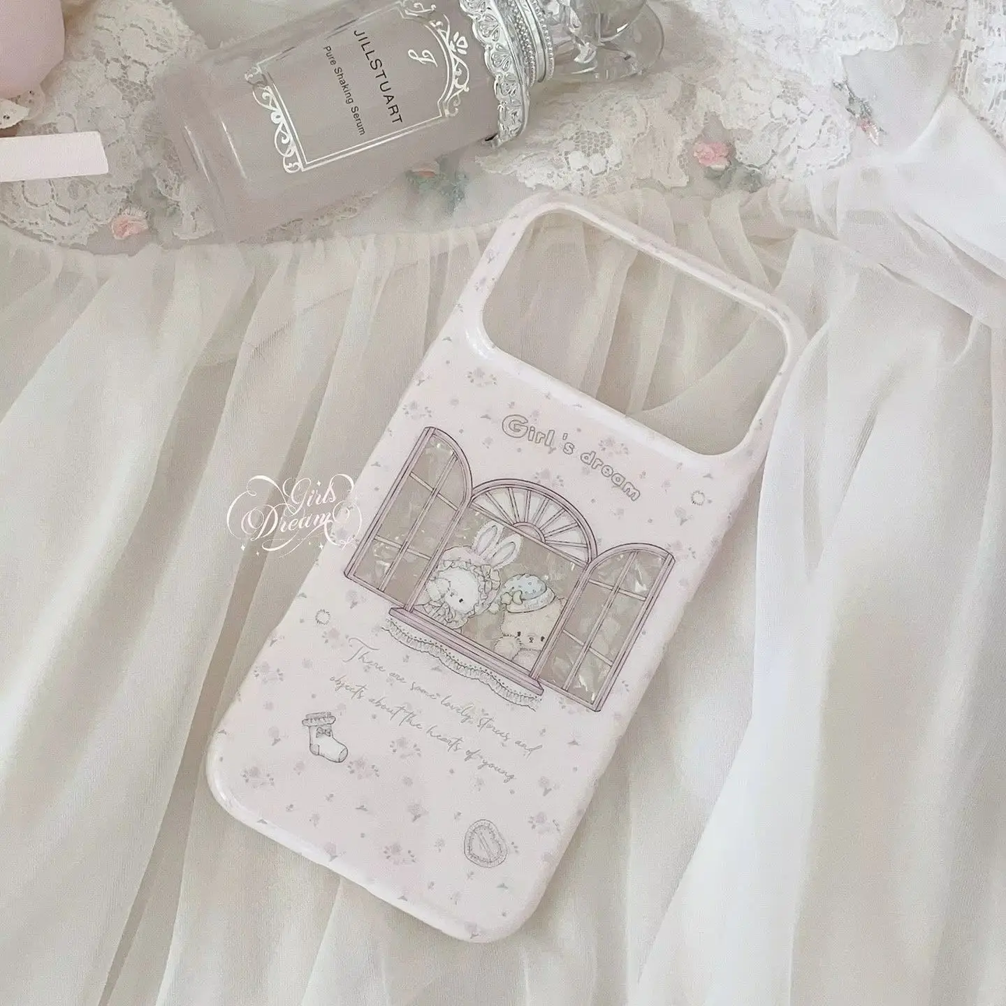 Kawaii Bunny Bear Floral Pink Y2K Girl Dream Phone Case For iPhone 17 16 15 14 13 12 11 Pro XR XS X Max 7 8 Plus MINI Y2K Cover view 2