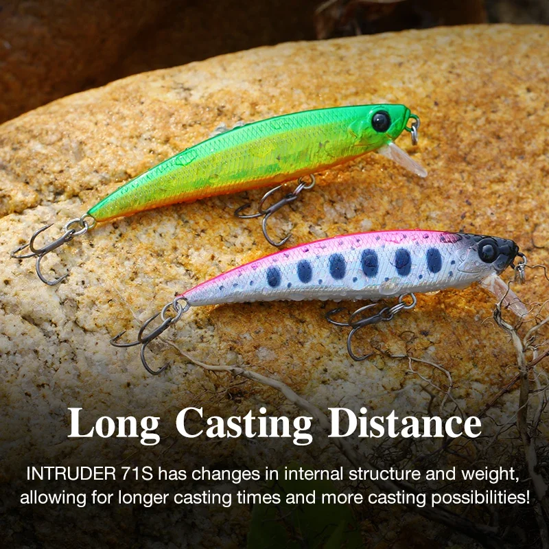 TSURINOYA INTRUDER 71S Sinking Lure 71mm 10g Large Trout Crankbait Fishing Lure Artificial Minnow Hard Baits Pike Bass Plug