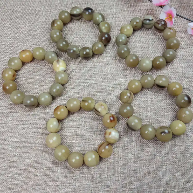 Natural Plain Ox Horn Round Beaded Bracelets 10mm 12mm BB-488
