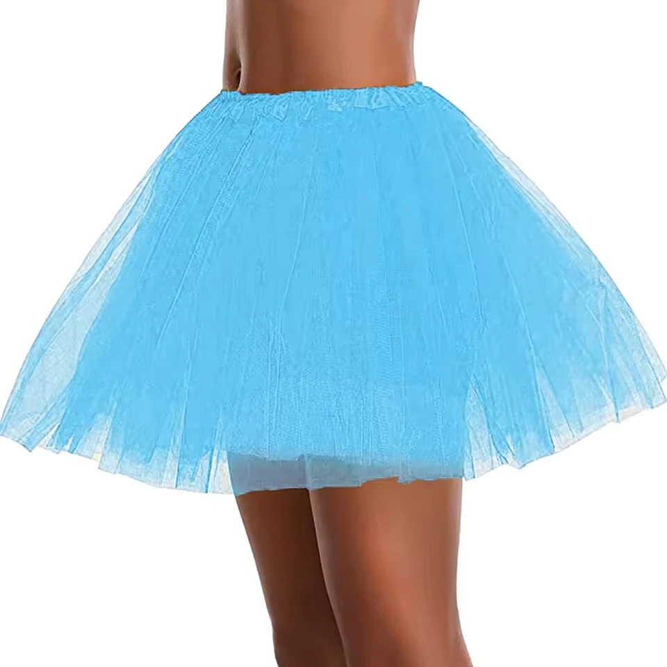 

Carnival Womens Short Skirt Adult Tiered Ruffle Layer Tutu Dancing Skirt 3 Layered Mesh Solid Skirts