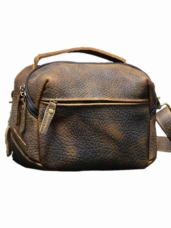 

outdoor travel sport luxury crazy horse cowhide men's shoulder bag organizers designers handmade genuine leather shoulder bag