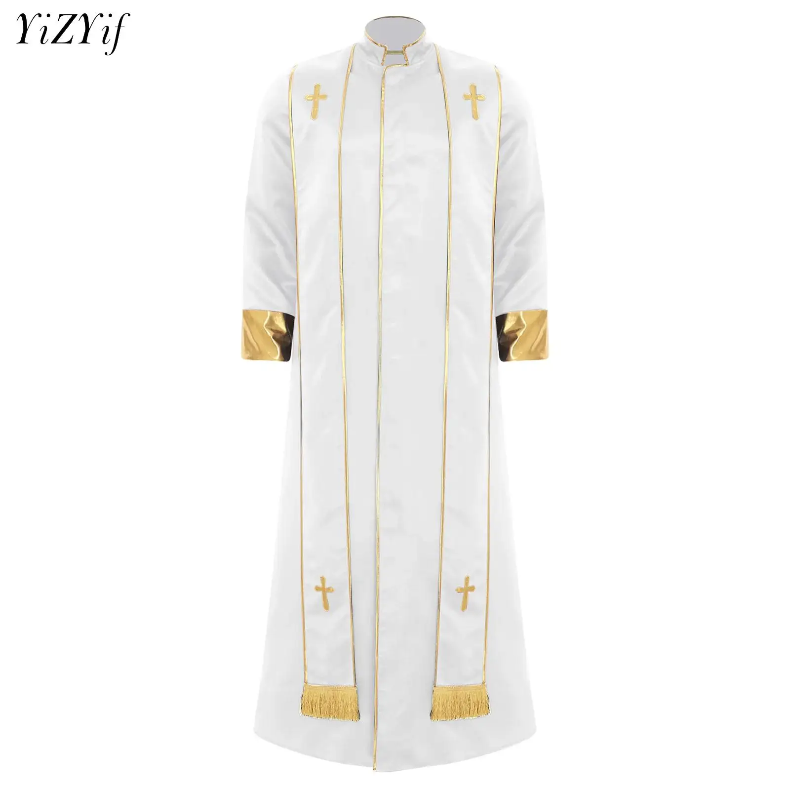 

Halloween Mens Priest Robe White For Men Women Christian Catholic Priests Clergy Robes Priest Saints Halloween Robe with Stole