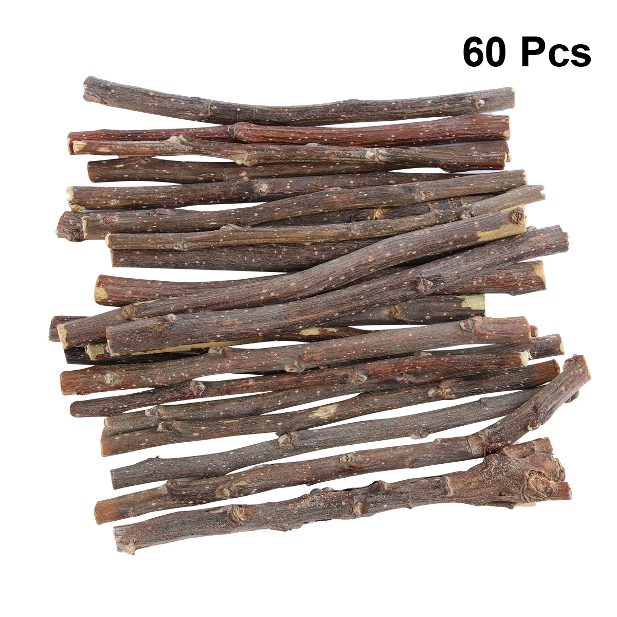 

60pcs Chew Tooth Grinding Apple Branches For Hamsters Wooden Pet Natural Applewood Logs Durable Grinding Supplies For Small Pets