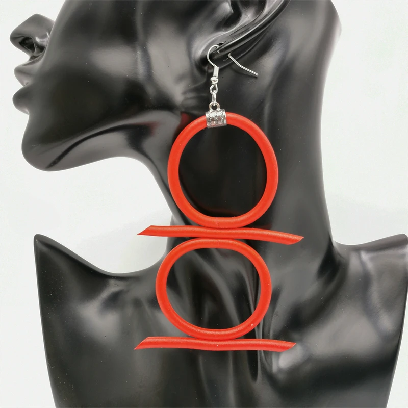 New Retro Ethnic Style Handmade Hollow Geometric Design Colorful Rubber Earrings Bohemian Style Metal Ear Hook Fashion Earrings