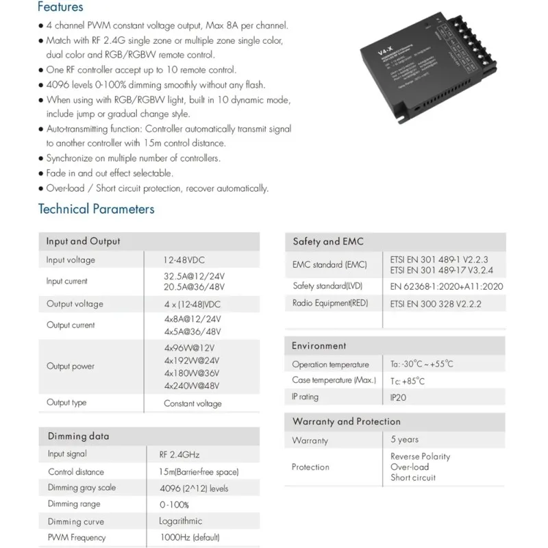 v4-x-4-channel-rgb-rgbw-led-controller-skydance-24g-rf-remote-dimmer-4-in-1