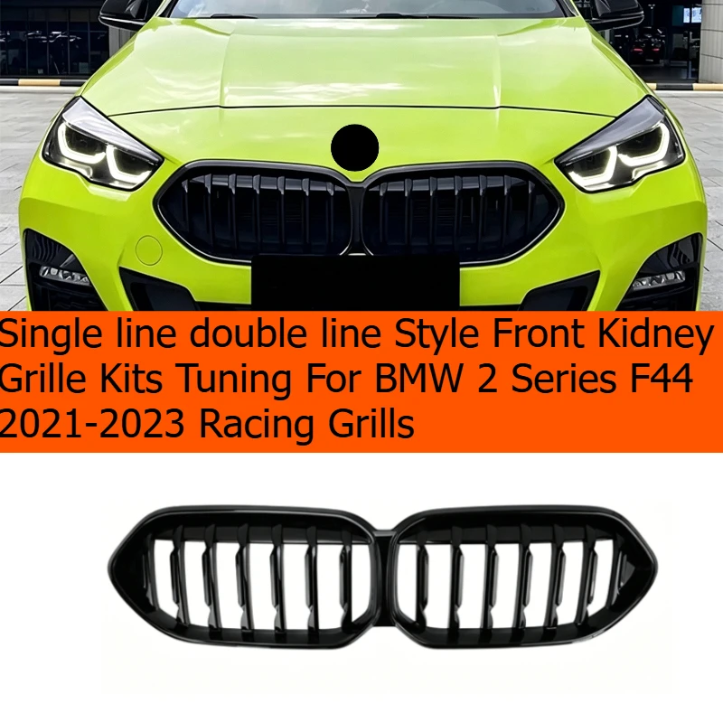 Single Line Double Line Style Front Kidney Grille Kits Tuning for BMW 2 Series F44 2021-2023 Racing Grills