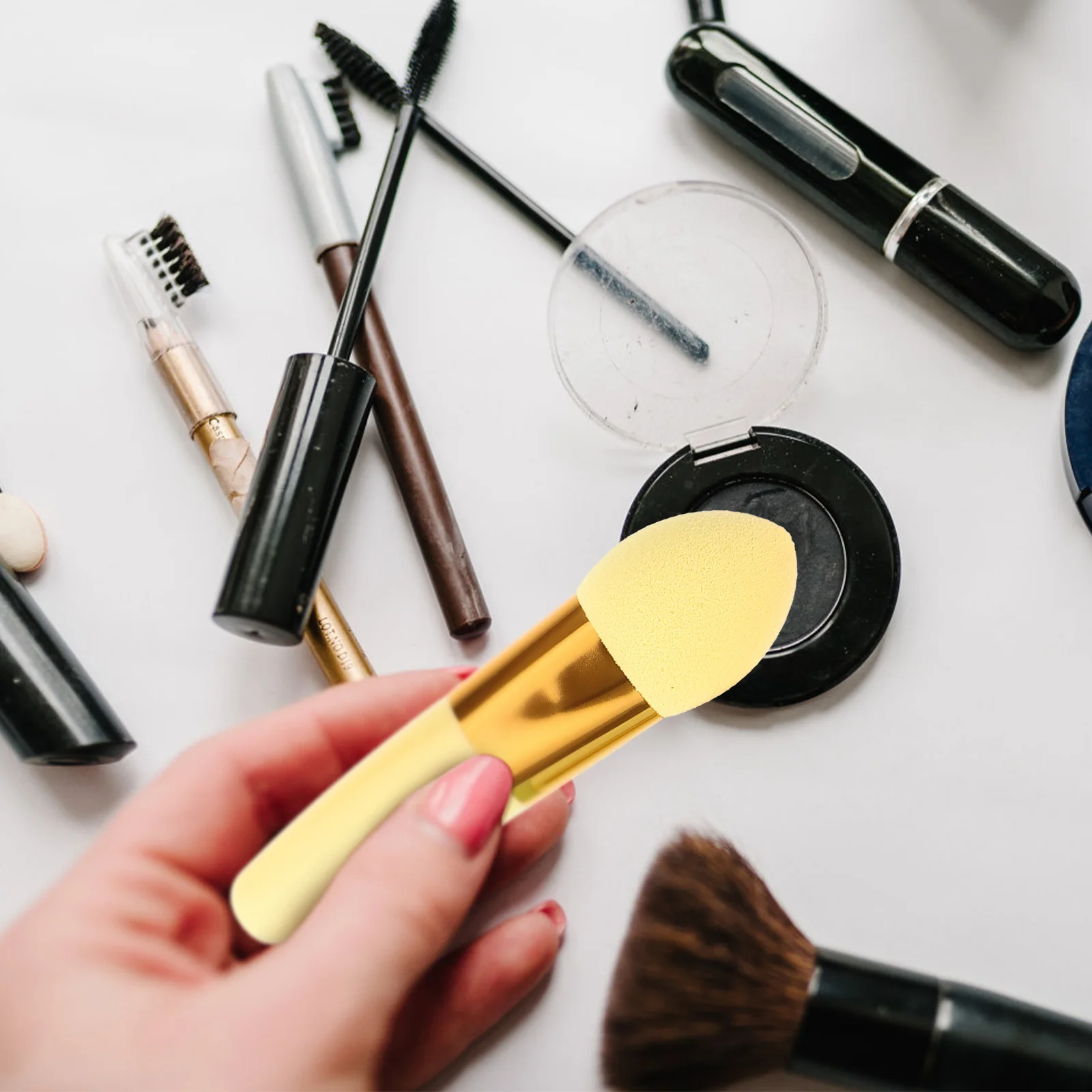 

3pc Water Droplet Sponge Makeup Brush 10.5Cm Red+Blue+Skin Reusable For Foundation Concealer Powder