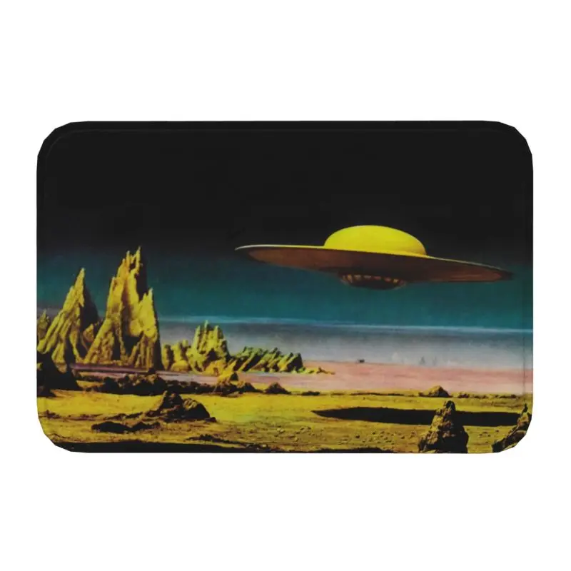 Vintage Sci Fi UFO Flying Saucer Doormat Non-Slip Bathroom Kitchen Mat Bedroom Balcony Door Floor Entrance Carpet Rug