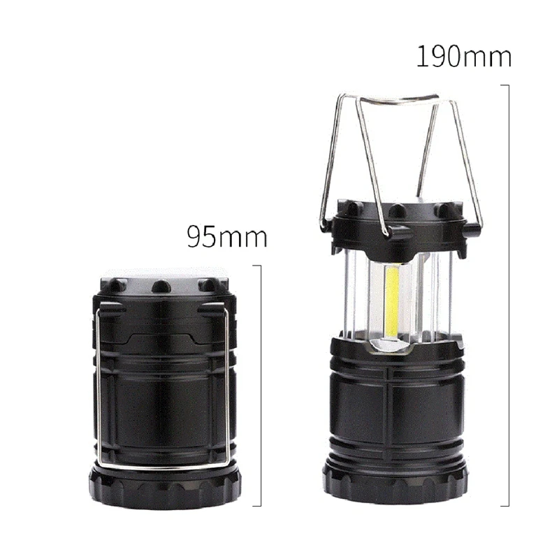 Mini lampe de tente COB LED, lanterne Portable télescopique, lampe de Camping, étanche, lumière de secours, alimentée au détail, 4 pièces