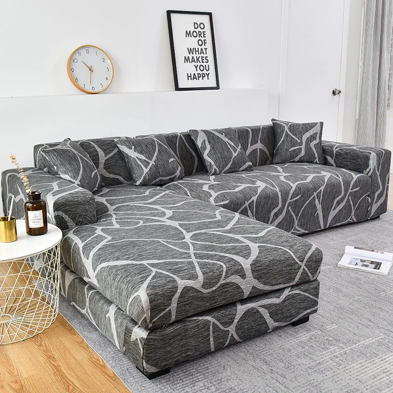 VIP LINK Sofa Cover Elastic Chaise Longue Sofa Cover for Living Room Stretch Covers for Corner Sofa L-shaped Need Buy 2pcs Cover