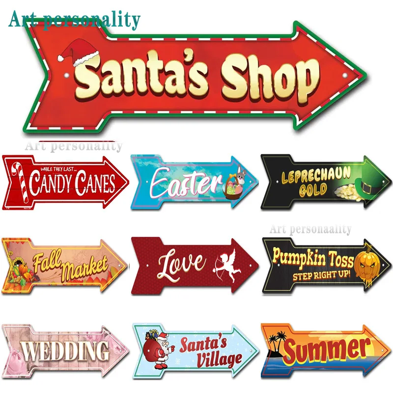 Smart Blonde Outdoor Decor Candy Canes Novelty Metal Arrow Sign Chrismas Halloween Home Decoration Gifts