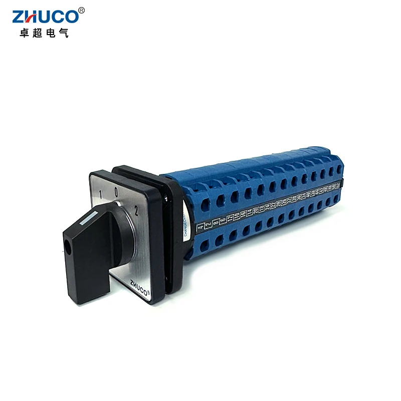

ZHUCO SZW26/LW26-20 3-позиционный 13-полюсный 52 клеммы 20A Переключатель передачи Поворотный кулачок Универсальный селекторный переключатель Панель 48X48 мм