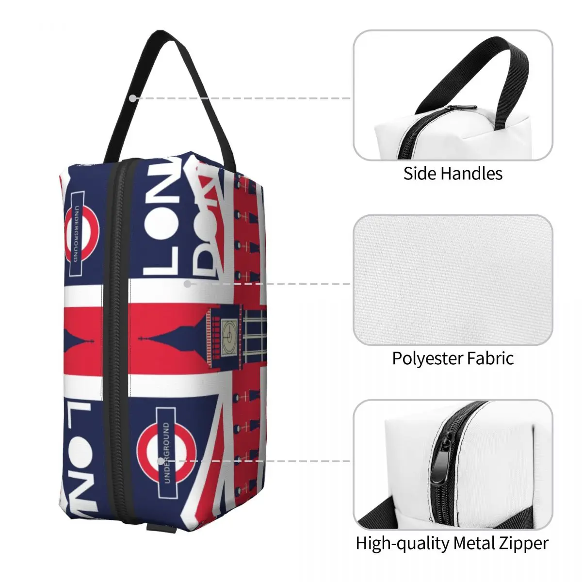 Custom Vintage British Flag With London Symbol Cosmetic Bag Fashion Union Jack Makeup Case Beauty Storage Toiletry Bags