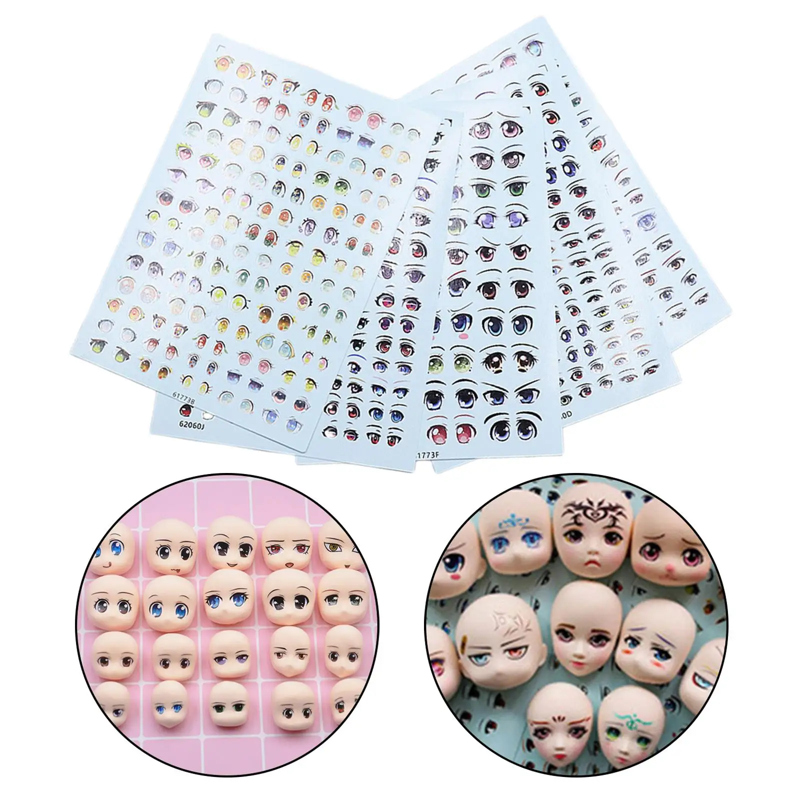 5 Sheets Assorted Eyes Stickers Water Stickers Cartoon Toy Eyes Cute Anime Figurine Dolls Eye Paster Clay Decals