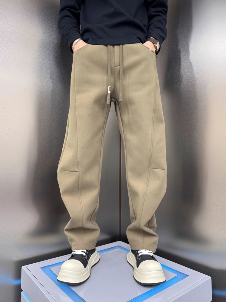 

Thiened Casual Pants Men's American Sle Warm Straight Leg Sport Sweatpants Autumn Winter New Arrival Loose Wide Leg Knife...