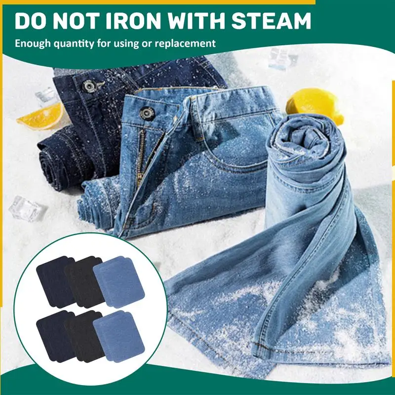 A92P Ferro em remendos jeans para roupas jeans 12 peças, 3 cores (4,9 polegadas x 3,7 polegadas)