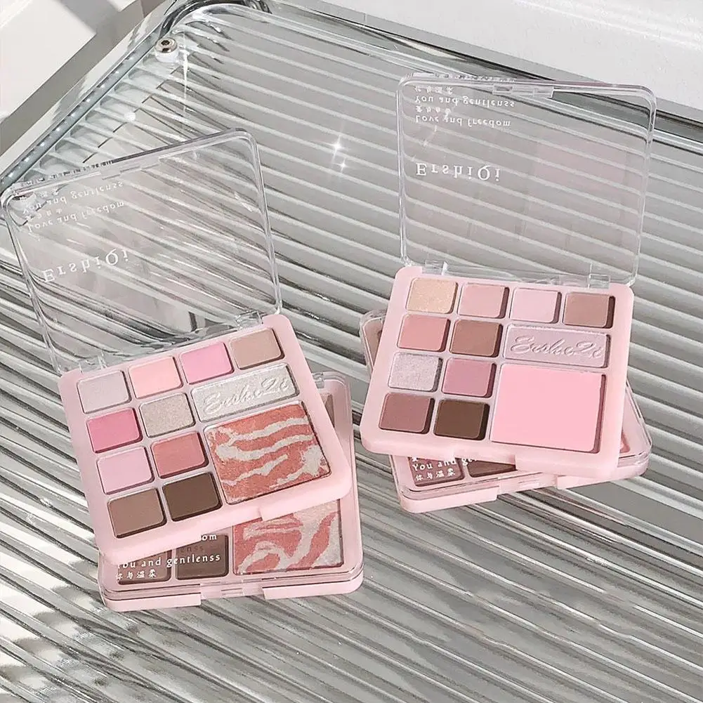 블러링 블러쉬 팔레트, 한국 소녀 메이크업 올인원 페이스 팔레트 (매트, 쉬머, 글리터 포함) - 볼, 아이섀도우, 하이라이트용