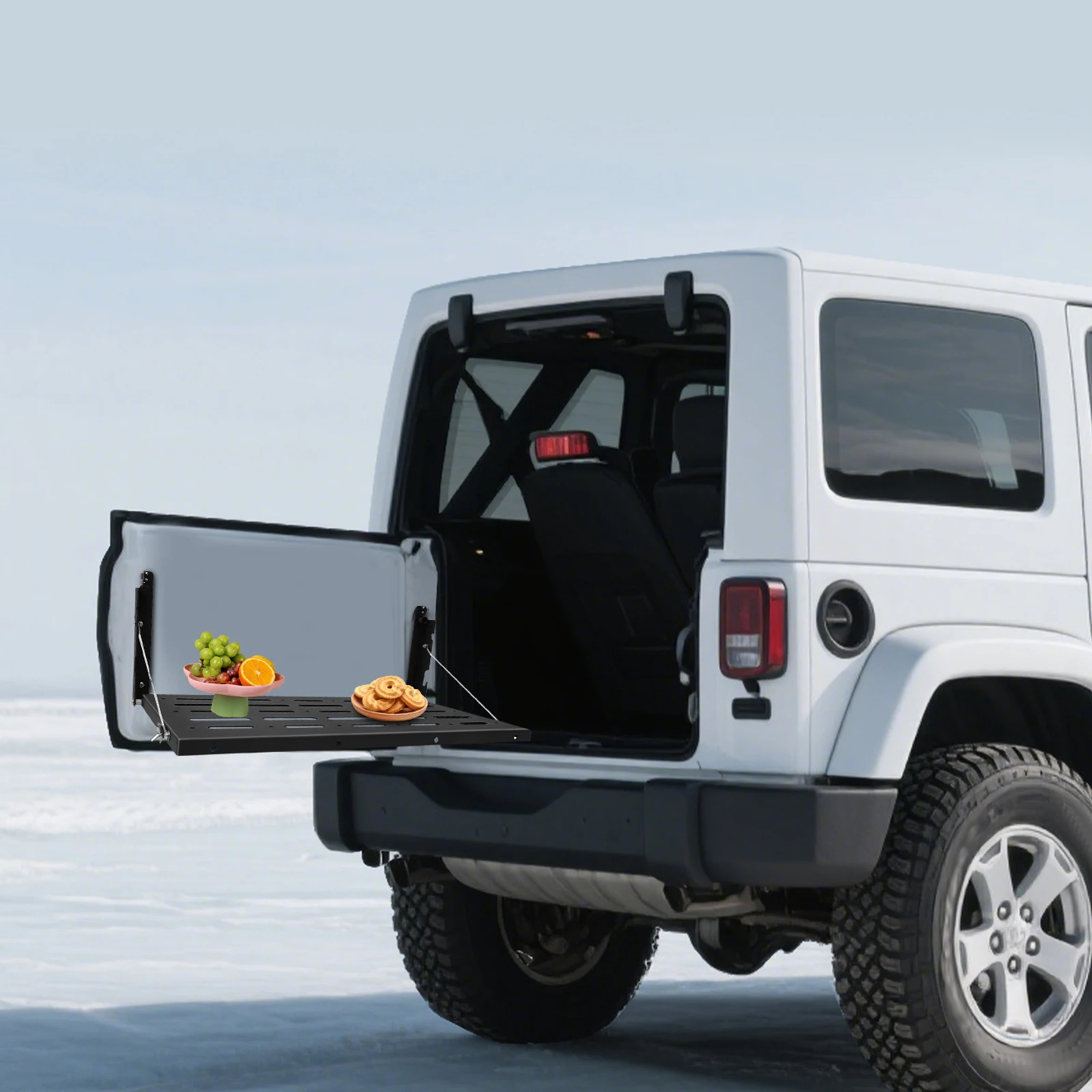 Klappbarer Heckklappen-Tisch 34,01kg/75lbs Tragfähigkeit Tragbarer Klapp-Esstisch für 07-17 Jeep Wrangler JK 2/4-Türer – Detail 10
