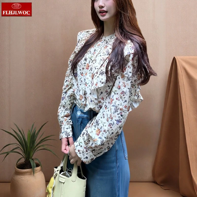 

Cotton Blends Chic Korea Tops Blusas Women 2025 Spring Cute Japan Girls Beige Peppy Style Button Loose Casual Shirts Blouses