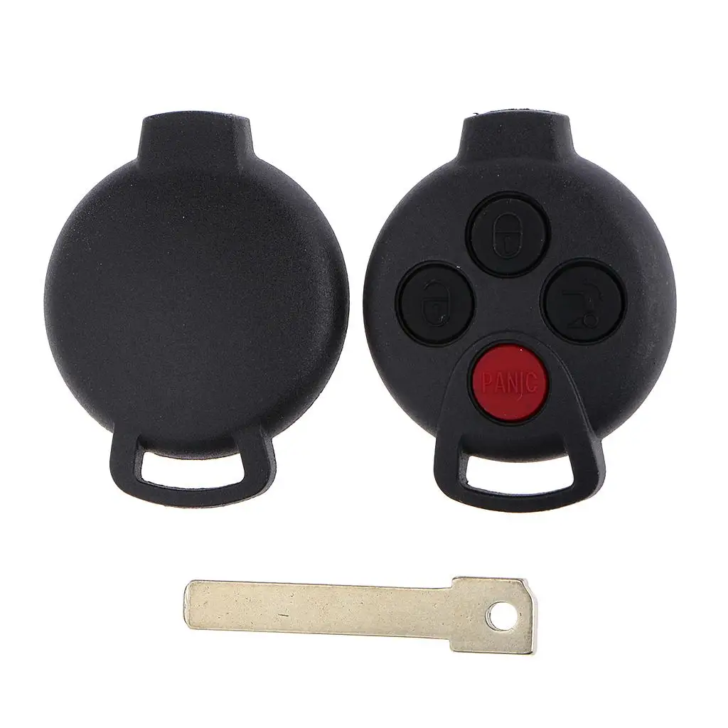 Capa de chave remota de substituição Fob 4 botões com lâmina para Smart Fortwo