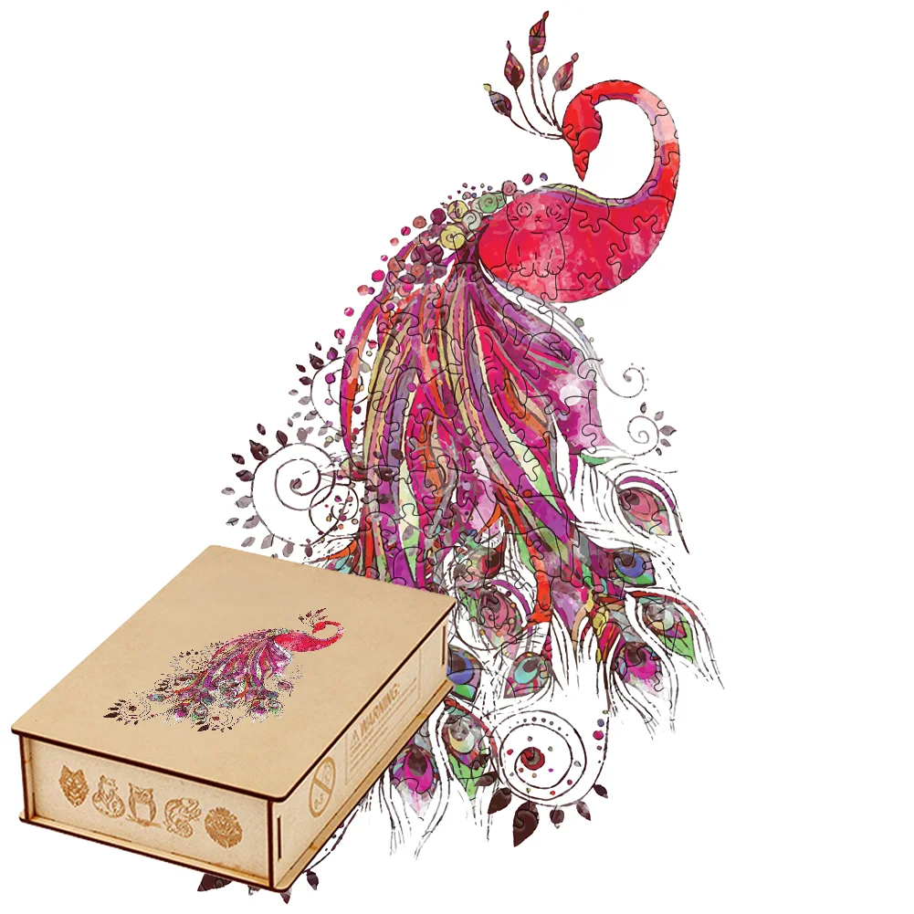 

Elegant Watercolor Peacock 3D Wooden Puzzles for Adults Animal Shaped Wooden Jigsaw Puzzle Brain Teasers Hobby Craft Gift