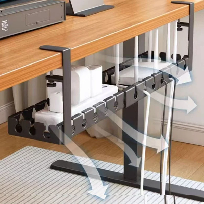 Under Table Cable Organizer No Punching Socket Router Wire Storage Rack Adjustable Cable Management Holder Home Office Supplies view 4