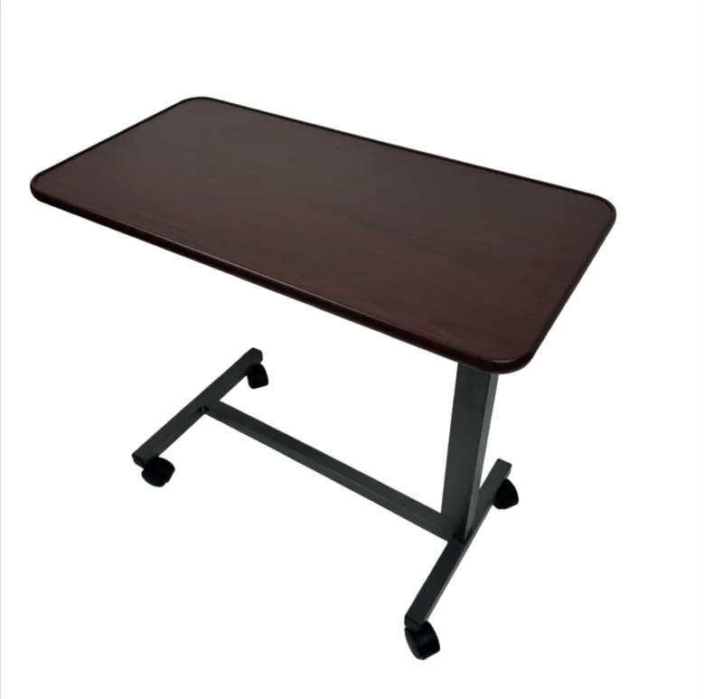 طاولة بجانب السرير خشبية قابلة للتعديل لتناول الطعام في المريض مع عجلات #2