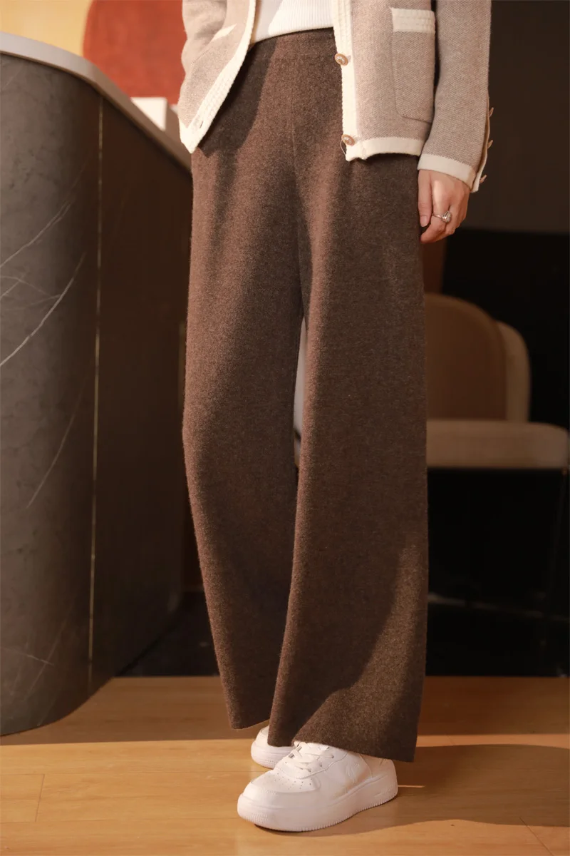 Hohe Taille Cashmere Breite Beine Hose, Winter Stricken Stockings