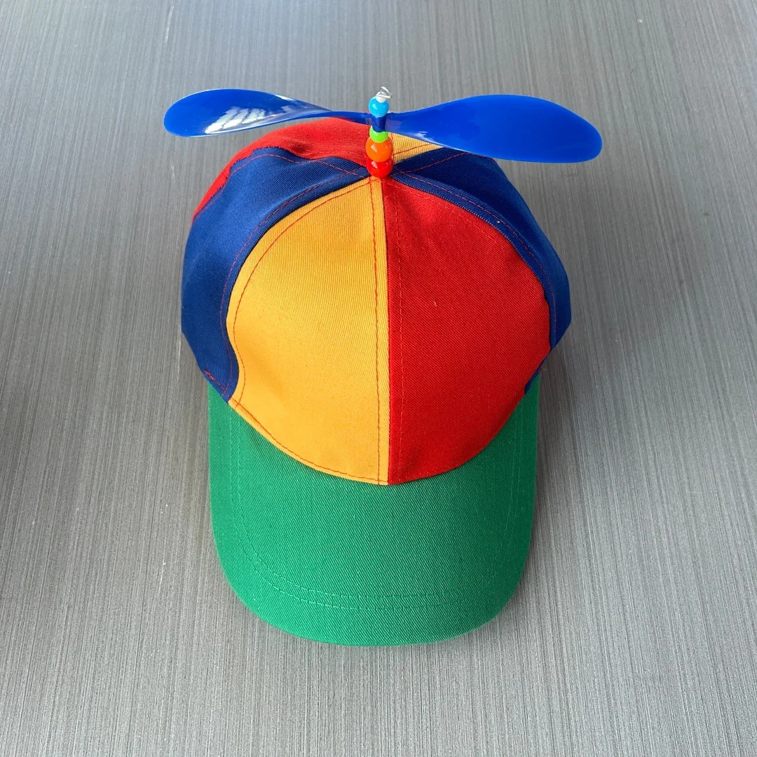 Baseballkappe mit Bambus-Libellen-Propeller, modische, farblich abgesetzte Fischermütze, Sonnenhut für Eltern und Kinder, Outdoor-Sonnenschutz